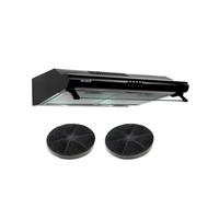 Hotte casquette visière BELDEKO GRETA 60 cm - Noir - 600 mm - 3 vitesses - 2 Filtres charbon inclus - Éclairage LED - Mode évacuation ou recyclage - Marque française