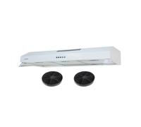 Hotte casquette visière RIVAGE 90 cm - Blanc - Double moteurs 200 W - Débit jusqu’à 438 m³/h - 3 vitesses - Filtres métalliques + charbon - Éclairage LED - marque française