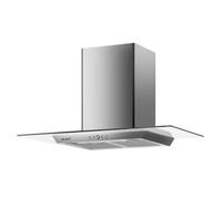 BELDEKO - HOTTE DECORATIVE MURALE 90 CM - VERRE ET INOX - 200W - Puissance d'extraction 600 m3/h