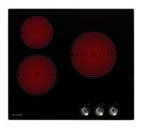Plaque de cuisson vitrocéramique 3 foyers - 5200 W - BELDEKO - commandes par manettes/boutons - encastrable 56 × 49 cm - contrôle mécanique facile