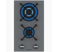 BELDEKO Plaque Gaz 2 Feux 5200 W - Verre Gris - Brûleur Double Couronne - Grilles en Fonte - Marque Française