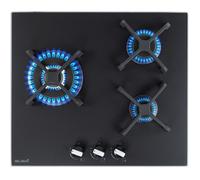 BELDEKO Plaque Gaz 3 Feux 6200W Noir Mat Grilles Fonte - Marque Française