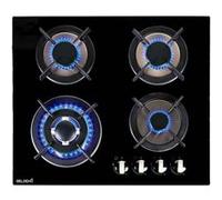 BELDEKO - Plaque de cuisson gaz - 4 Foyers - Double couronne - 7800W - encastrable - verre noir