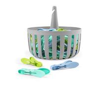 Beldray 30 Pinces Ultra Grip & Panier - Panier Pince Rabattable, Se Fixe à la Corde, TPR Prise Facile Sécurisée, Trous de Drainage pour Évacuer la Pluie, Résistant à la Rouille