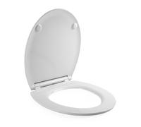 Beldray Abattant WC anti-bactérien, forme D, fermeture douce, blanc | Bouton de déverrouillage rapide, Duroplast, profil ultra-fin, compatible avec la plupart des WC standard, 37,3 x 45,4 cm