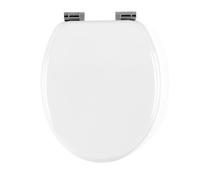 Beldray abattant WC bois blanc - frein de chute, pose facile, charnières zinc, couvercle 340 x 415 mm, siège 370 x 430 mm, surface facile à nettoyer