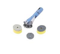 Beldray Brosse à Vaisselle Anti-Bac Triple Action avec Réservoir de Savon - Distributeur à Bouton-Poussoir, 3 Têtes avec Éponge, Tampon à Récurer & Brosse à Poils, Grattoir Intégré, Capacité de 55 ML