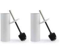 Beldray Brosse WC et Support - Traité Anti-bac, Poils en Silicone Anti-Rayures - Anti-éclaboussures - Design Discret fermé - Long Manche - Tête hygiénique Facile à Nettoyer - Résiste aux Taches
