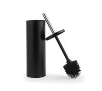Beldray Brosse WC et support - Traité anti-bac, poils en silicone anti-rayures - Anti-éclaboussures - Design discret fermé - Long manche - Tête hygiénique facile à nettoyer - Résiste aux taches - Noir