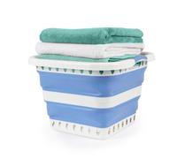 Beldray Collapsibles Panier à linge pliable 40 L, bleu | Se replie à plat pour le rangement, léger avec poignées de transport, surface facile à nettoyer, pour linge et literie