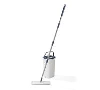 Beldray Ensemble serpillère Plate et Seau de 4 L avec 2 Compartiments pour tremper/essorer et enlever la saleté, 2 têtes en Microfibre lavables en Machine, Sol Dur, Compact, léger