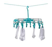 Beldray Étagère à Chaussettes 2 en 1 Séchoir à vêtements, 20 Pinces à Linge, pour Petits vêtements, sous-vêtements et Chaussettes, intérieur/extérieur, se Fixe aux séchoirs rotatifs, Gris/Bleu