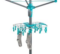 Beldray étendoir à Chaussettes 2-en-1 avec 20 Pinces | Design ovale suspendu, usage intérieur/extérieur, pour séchoir rotatif ou corde à linge, cadre en aluminium, gris/bleu