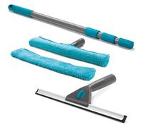 Beldray General Cleaning kit Lave-vitres, Manche télescopique 130 cm | Kit 5 pièces, manche en fer, 2 housses microfibre, 2 raclettes caoutchouc, rail alu, têtes amovibles, rangement compact