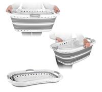 Beldray Hip Hugger, Panier de Rangement 37 L, Corbeille à Linge Pliable et Légère, 3 Poignées Ergonomique Pour un Portage Façile, Comprend des Trous d'Aération, Peu Encombrant et Portable, Gris