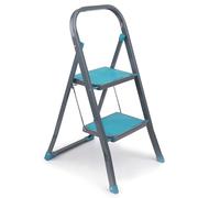 Beldray LA023957TQEU Escabeau Pliable à 2 Marches antidérapants, léger Marche Pied 2 marches avec Poignée de Transport et Clip de sécurité, Max.150kg, Acier Robust pour intérieur/extérieur/Bricolage