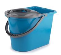 Beldray LA036810TQEU7 14 litres Seau Essoreur en Plastique, Essoreuse Amovible pour Balai à Franges, Design Solide et Durables, Poignée de Transport Pratique, Bleu/Gris