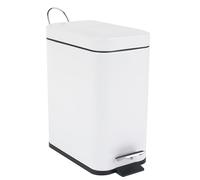 Beldray LA041173WHTEU Rectangulaire Poubelle de Salle de Bain à pédale - Blanc, 5L Capacité, Intérieur Amovible, Fermeture douce, Sans BPA, Mesure: 29 x 14 x 30cm