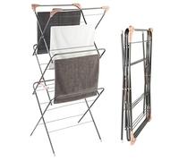 Beldray LA072498GRYEU Elegant Séchoir à Linge à Trois Niveaux, Etendoir à Linge Pliable avec 4 Crochets Latérales pour Cintres, Espace de Séchage de 15 Mètres, Design Peu Encombrante, Gris Graphite