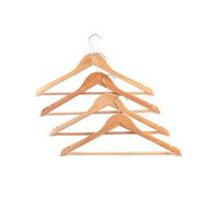 Beldray Lot de 4 Cintres en Bois, Crochet Pivotant à 360°, Cintres à Barre Pour les Pantalons, Cintres Multifonctions, Parfait pour les Chemises, Vestes, Robes, Couleur Naturel 44.5 cm/18", LA063557EU