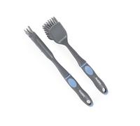 Beldray Lot de Brosses à Vaisselle Anti-Bac - 2 pièces Brosses Ultra-Adhérentes carrée et Fine avec grattoir, Poils Anti-Rayures, Manche Ergonomique, Traitement antibactérien, Crochet de Suspension