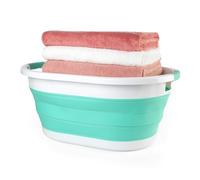 Beldray Panier à Linge Pliable - 28 Litres, Poignées de Transport, Panier à Linge Humide/Sec, Portable, Rangement Compact, Festivals/Camping, Léger, 62 x 45 x 27,5 cm, Vert Menthe