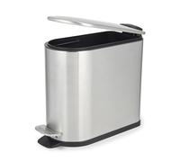 Beldray Poubelle à pédale de salle de bain - Évier de toilette de 5 litres, couvercle à fermeture douce avec pédale, bac à déchets en forme de D pour chambre à coucher, bureau, cuisine, acier