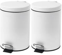 Beldray Poubelle à Pédale Pour Salle de Bain, 3L, Mini Ronde Avec Couvercle à Fermeture Douce, Pour Cosmétiques, Design Modern, Finition Blanc, LA038098WHTAEU7 (Lot de 2)