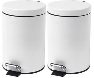Beldray Poubelle à Pédale Pour Salle de Bain, 3L, Mini Ronde Avec Couvercle à Fermeture Douce, Pour Cosmétiques, Design Modern, Finition Blanc, LA038098WHTAEU7 (Lot de 2)