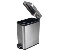 Beldray Poubelle à pédale rectangulaire 5 L, couvercle inox à fermeture douce