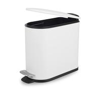 Beldray Poubelle à pédale salle de bain 5 L, forme D, couvercle à fermeture douce, blanche