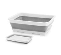 Beldray Bassine Pliable et Retractable en Plastique 6,2L, Bac à vaisselle portable, Cuvette Rectangulaire pour Ménage et Cuisine, Pratique Pour Camping et Caravanes Grâce à son Rangement Facile, Gris