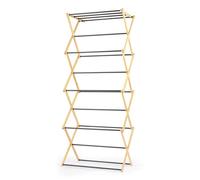 Beldray Séchoir à Vêtements 4 Niveaux Pliable - Cadre en Bambou Robuste, Barres en Acier Solide, Charge Maximale 15 kg, Léger, Rangement Compact, Espace de Séchage de 8 m, Design Accordéon Pliable