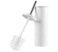 Beldray Toilet Brush and Holder Set - Bathroom Toilet Bowl Cleaning Brush with Stiff Bristles, Hygienic Holder with Lid Design, Deep Clean, Slim for Easy Storage, White