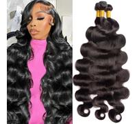 Bele Lot de 3 trames de cheveux humains brésiliens ondulés 12A 50,8 cm, 55,9 cm, 61 cm, 100 % non traités, cheveux vierges ondulés pour femme, couleur naturelle, peuvent être teints ou décolorés