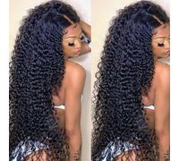 Bele Perruques de cheveux humains brésiliens bouclés avec dentelle frontale de 33 x 15,2 cm, densité 200, 61 cm, cheveux humains brésiliens bouclés pour femmes noires, pré-épilées avec cheveux de bébé