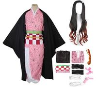 BELEB Anime Kamado Nezuko Costume Kimono Tenue Halloween Uniforme De Fête Avec Perruque (Set+wig,XX-Large)