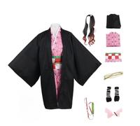 BELEB Costume De Cosplay Anime Pour Tenue Kamado Nezuko Uniforme De Robe De Demoiselle D'honneur Kimono Halloween Avec Perruque (Kamado Nezuko,XXL)