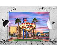 BELECO 1.5x1m Toile de Fond en Tissu Las Vegas Bienvenue au Fabuleux Panneau de Las Vegas Nevada pour Photographie, décorations de fête à thème de Casino de Las Vegas, Fond d'anniversaire