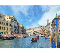 BELECO 1.5x1m Toile de Fond en Tissu Venise Italie Gondole près du célèbre Pont du Rialto à Venise Toile de Fond pour décorations de fête Italienne, Jeu, séance Photo d'anniversaire