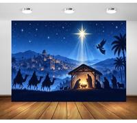 BELECO 1.5x1m Toile de Fond scène de Nativité étoile de Bethléem | Nuit étoilée ange Rois mages Bethléem et naissance de Jésus fond photo pour fête de Noël religieuse et décoration