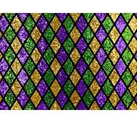 BELECO 2.1x1.5m Tissu Carnaval Mardi Gras Fond Vert Violet Doré Paillettes Diamants Mascarade Mardi Gras Vacances Fête Déco Studio Booth