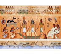 BELECO 2.1x1.5m Tissu Egypte Fond Egypte Ancienne Scène Mythologie Dieux et Pharaons Hiéroglyphes Temple Mural Photographie Fond Décoration de Fête Fournitures