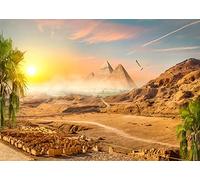 BELECO 2.1x1.5m Tissu Pyramide égyptienne dans Le désert de Sable Toile de Fond désert Montagne cocotiers Coucher de Soleil Paysage civilisation Ancienne Egypte Photographie décorations de Fond