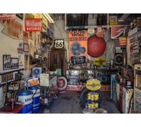 BELECO 2.1x1.5m Tissu Route 66 Station-Service Musée Garage Toile de Fond pour la Photographie Route Historique 66 Arizona, États-Unis Fond Photo Booth Studio Props