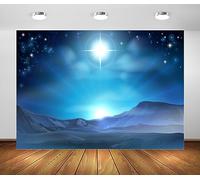 BELECO 2.1x1.5m Toile de Fond de scène de la Nativité en Tissu, étoile de Noël, étoile de Nuit de Bethléem sur Le désert, Naissance de Jésus, décorations de la crèche de Noël