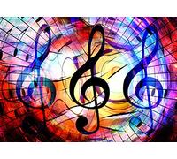 BELECO 2.1x1.5m Toile de Fond en Tissu avec Notation Musicale, Notes de Musique, Symbole de Musique de rêve, Concert, fête de Danse, décorations de fête sur Le thème de la Musique, bannière