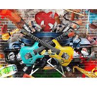 BELECO 2.1x1.5m Toile de Fond en Tissu pour Guitare Rock and Roll, Graffiti, Mur de Briques, Photographie Musicale, décoration de fête, bannière d'anniversaire des années 80 et 90, séance Photo