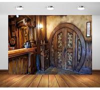 BELECO 2.1x1.5m Toile de Fond Vintage en Tissu Hobbiton Tavern pour Photographie Hobbit Cave Cabin Toile de Fond pour décorations de fête à thème Hobbit Portrait Photoshoot Studio Accessoires