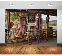BELECO 2.5x1.8m Tissu Historique US Route 66 Station-Service Toile de Fond pour la Photographie Route 66 Décorations de fête à thème Arizona Fond Route 66 Photo Booth